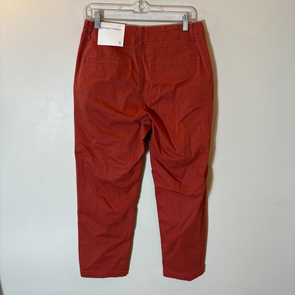 LOFT The Perfect Straight Curvy Pants Size 6 Burnt Orange Rust NWT - Picture 4 of 10
